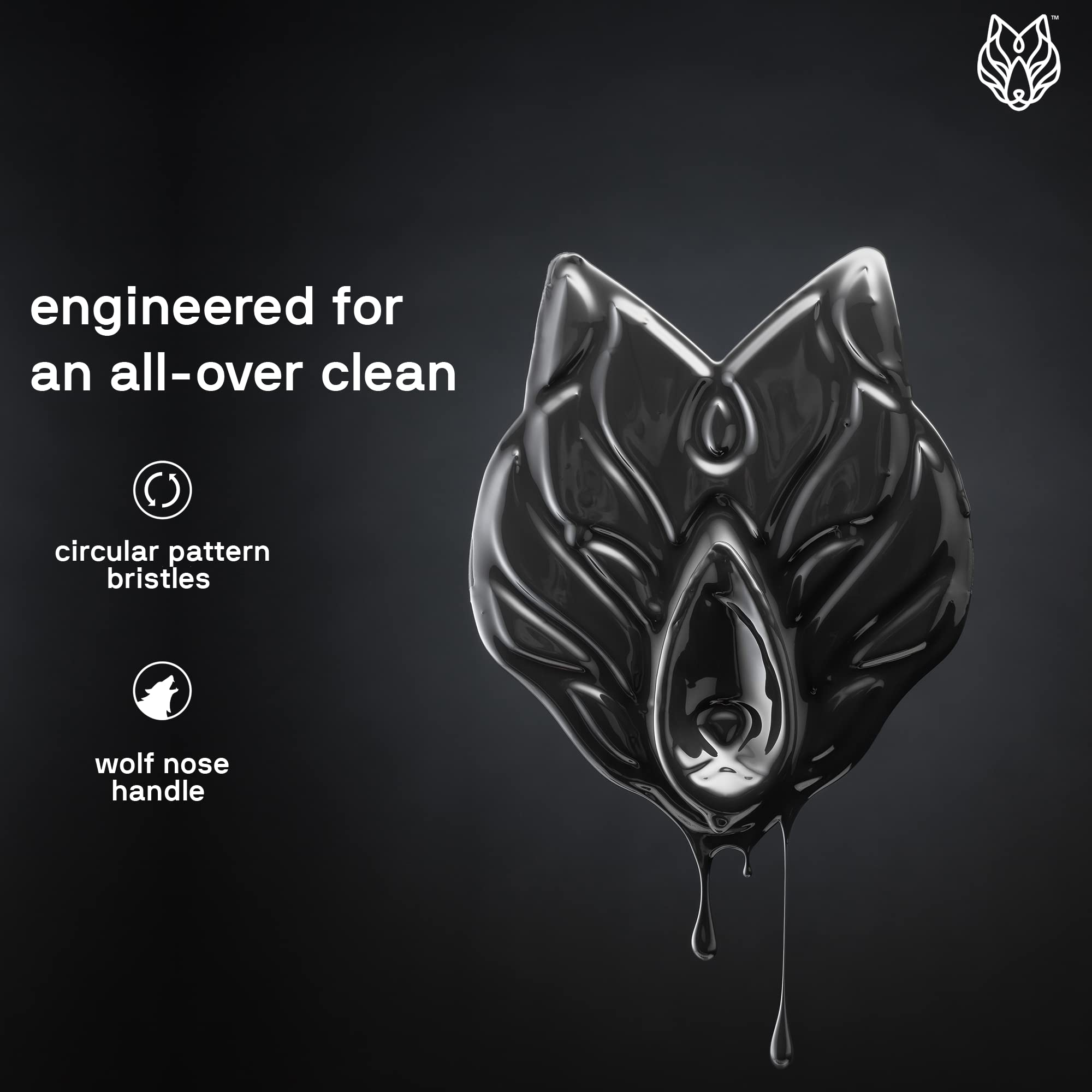 Black Wolf Body Scrubber - 100% Silicone Bristles for a Hygienic Deep Clean Experience - Easy to Clean Excess Soap and Body Wash Off